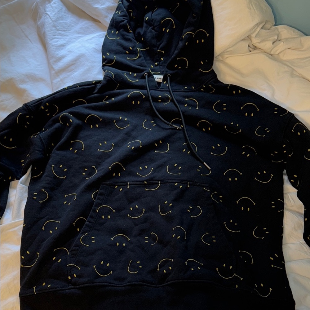 Sandro Black Hoodie with Yellow Smiley Faces